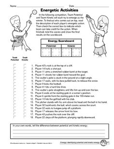 Printables Kinetic And Potential Energy Worksheet potential or kinetic energy worksheet gr8 pinterest awesome vs energy