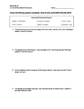 Printables Physics Dimensional Analysis Worksheet And Answers metric conversions using dimensional analysis english the o unit and scientific notation great worksheet for chem students