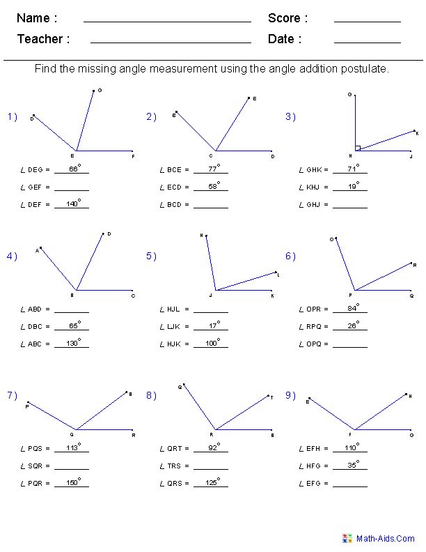 Free Printable Basic Geometry Worksheets