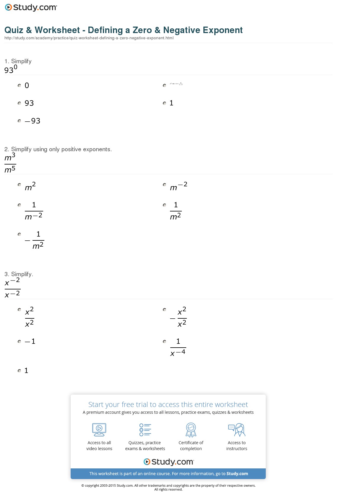 Printables Negative And Zero Exponents Worksheet negative and zero exponents worksheet abitlikethis how to define a exponent