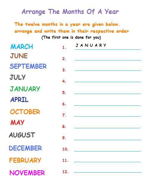 Printables Months Of The Year Worksheets number names worksheets month of the year free learn months