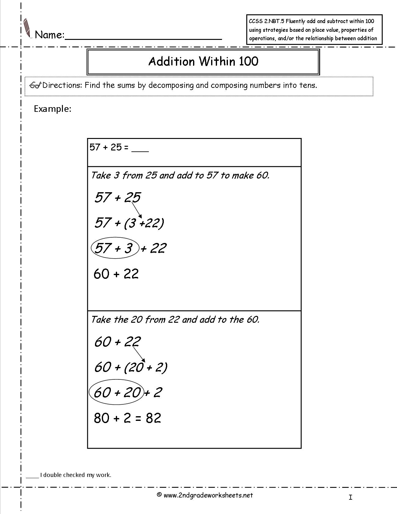 Printables Common Core Grade 5 Math Worksheets ccss 2 nbt 5 worksheets two digit addition and subtraction within worksheets
