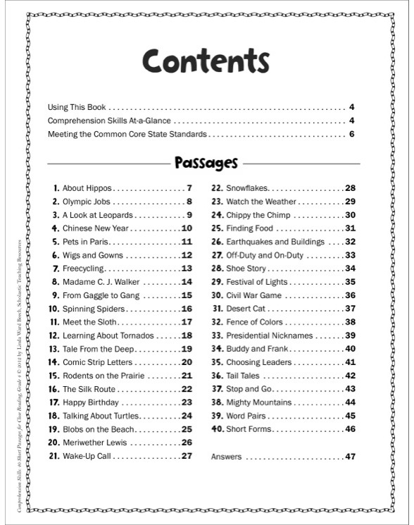 Short Comprehension Passages For Grade 4 Pdf