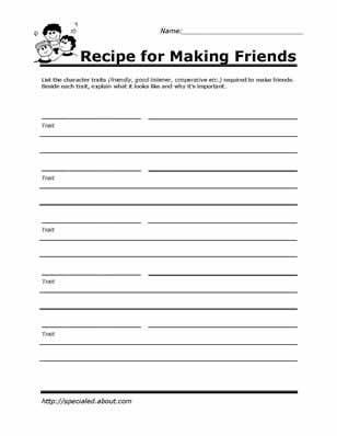 Printables Free Printable Social Skills Worksheets peer relationships social skills lessons and worksheets recipe for making friends