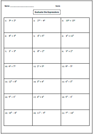 Dividing Exponents Worksheet Pdf