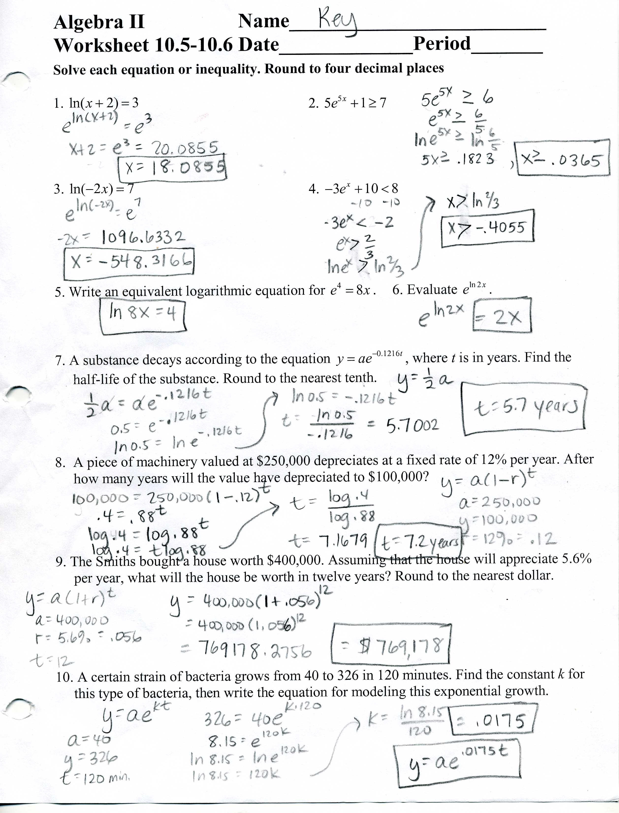 algebra 1 unit 4 lesson 9 homework answer key