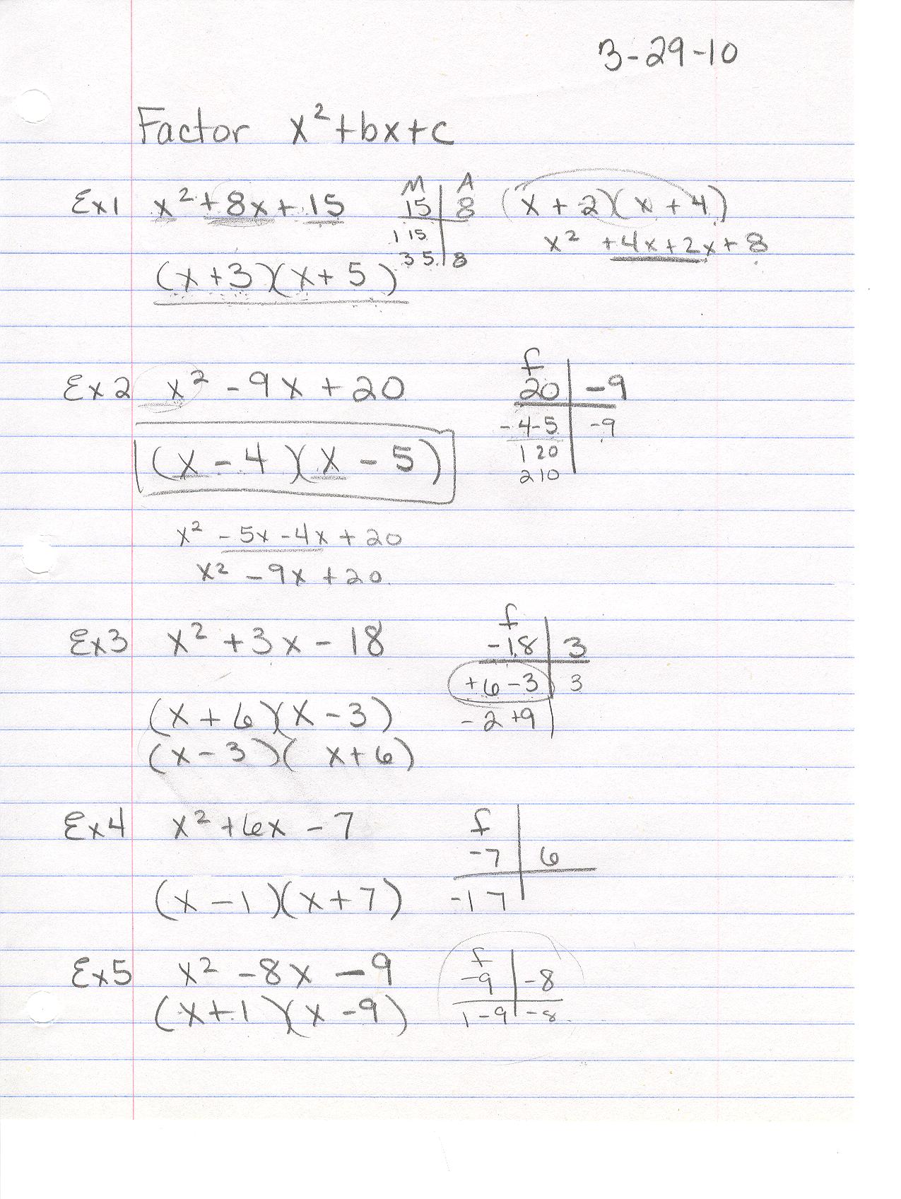 Printables Factoring Ax2 Bx C Worksheet Answers factoring trinomials of the form ax2 bx c answers x2 worksheet on worksheet