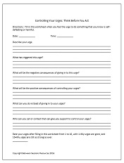 Printables Self Harm Worksheets printables self harm worksheets safarmediapps between sessions therapy activities for teens counseling controlling your urges this worksheet