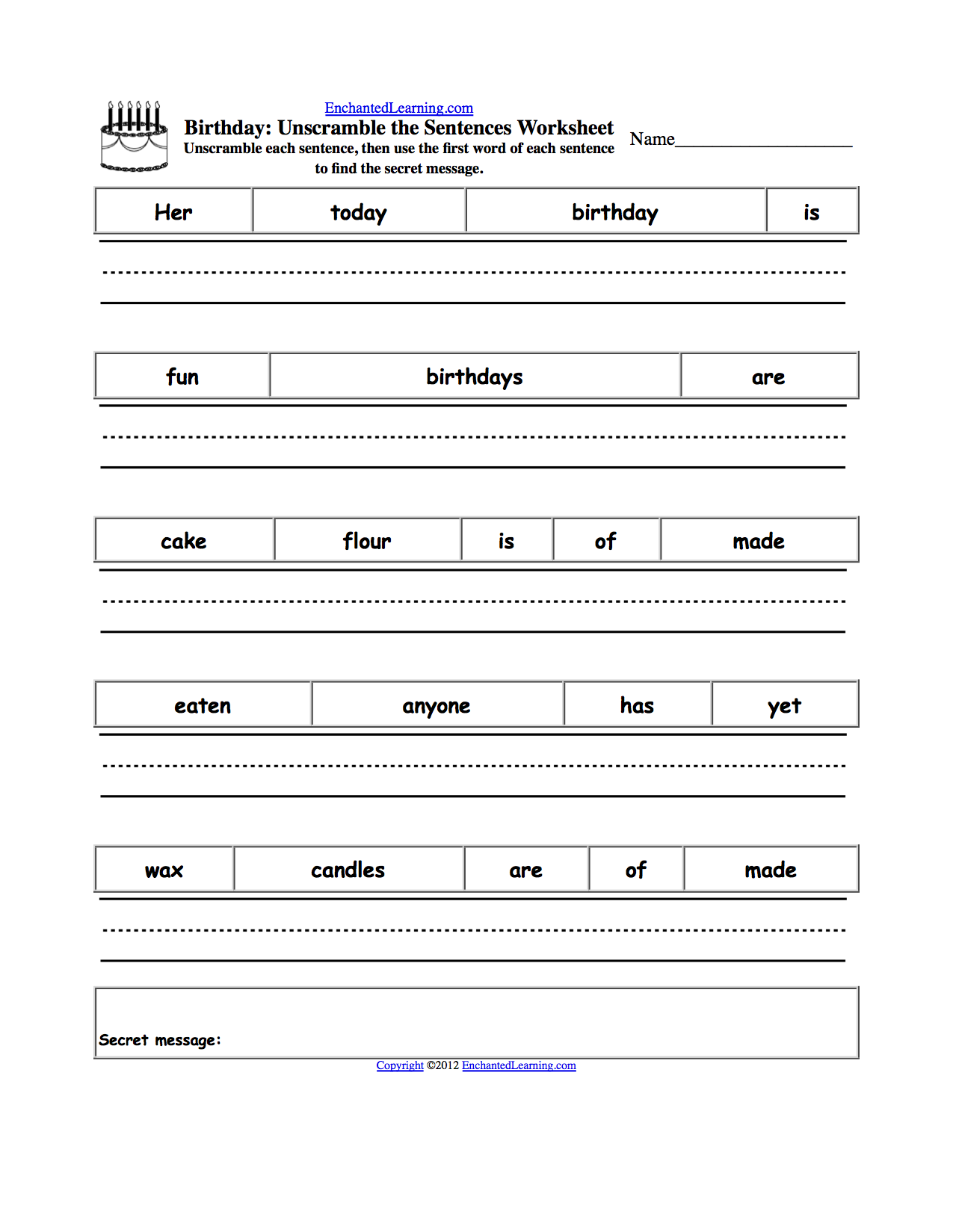 Printables Simple Sentence Worksheet unscramble the sentences worksheets enchantedlearning com sentences