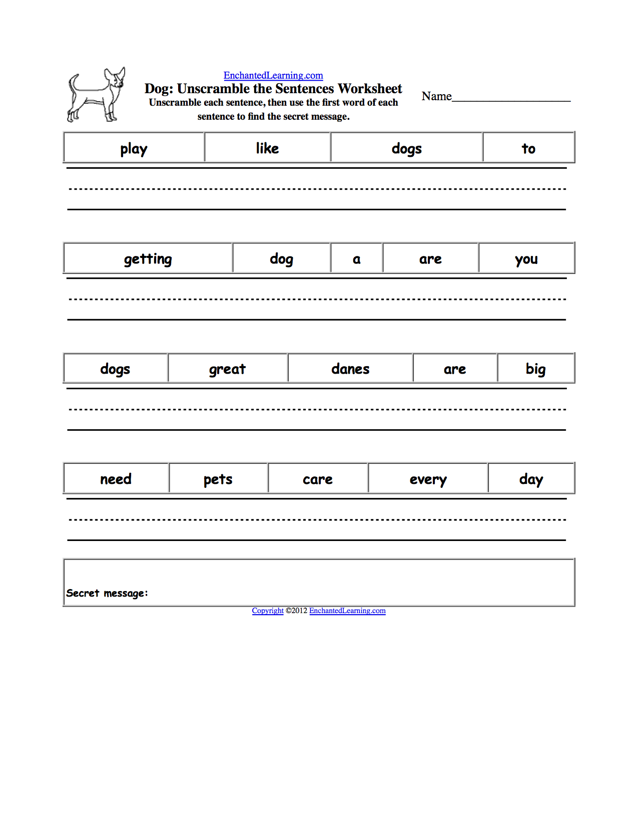 Printables Simple Sentence Worksheet unscramble the sentences worksheets enchantedlearning com sentences