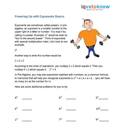 Printables Pre Algebra Worksheet pre algebra printable worksheets for exponents algebra