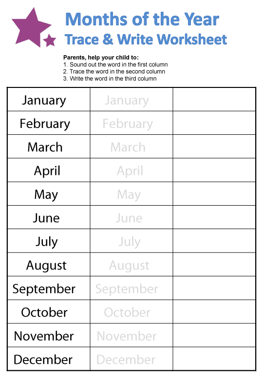 Printables Months Of The Year Worksheets months of the year worksheets guruparents worksheet 1