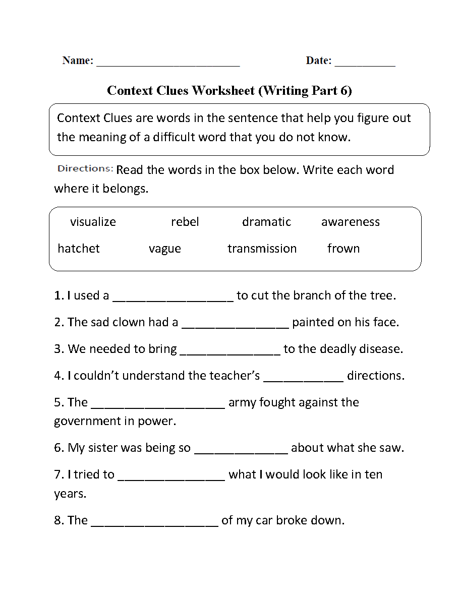 Printables Context Clues Worksheet englishlinx com context clues worksheets worksheet writing part 6 intermediate