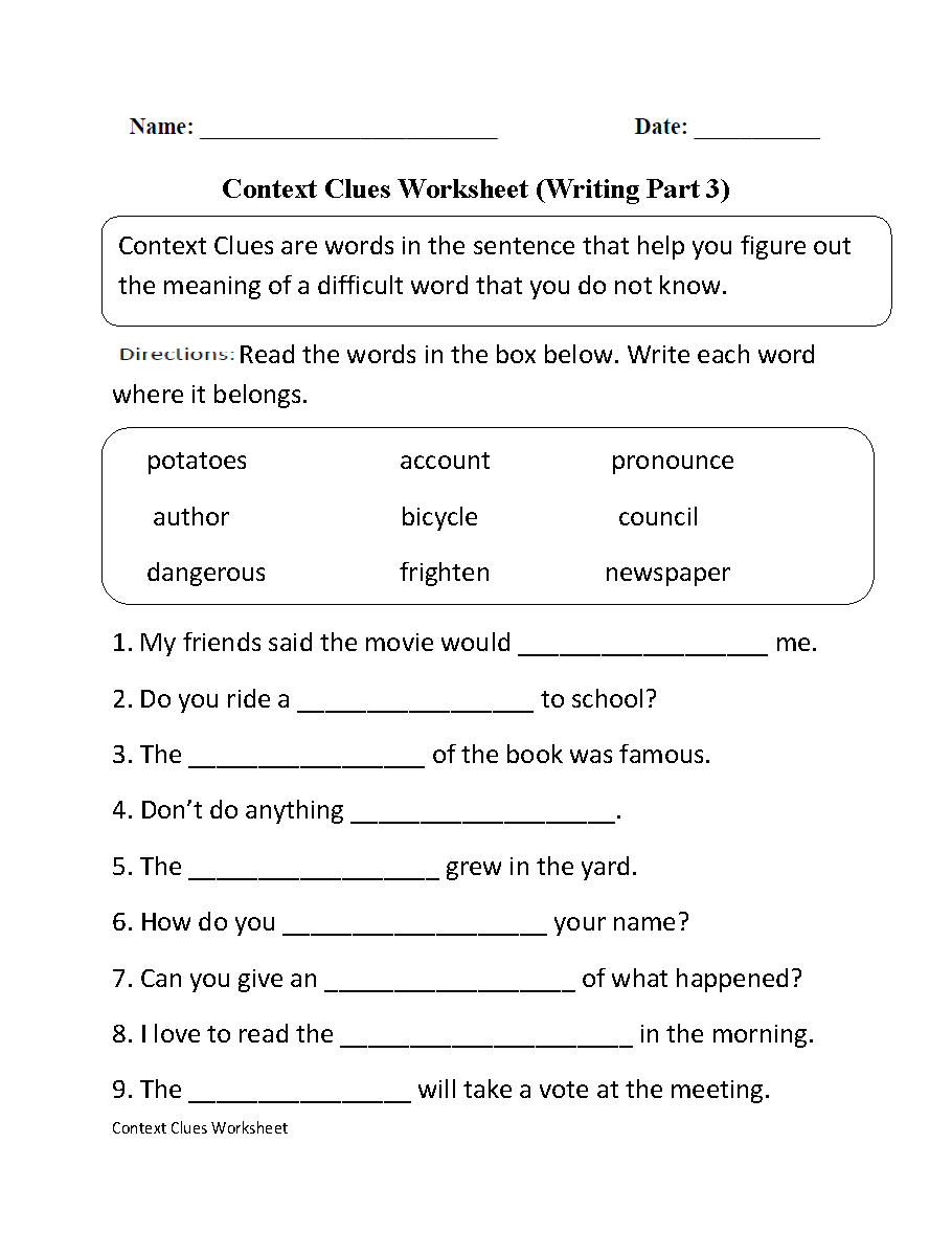 Printables Context Clues Worksheet englishlinx com context clues worksheets worksheet writing part 3 intermediate