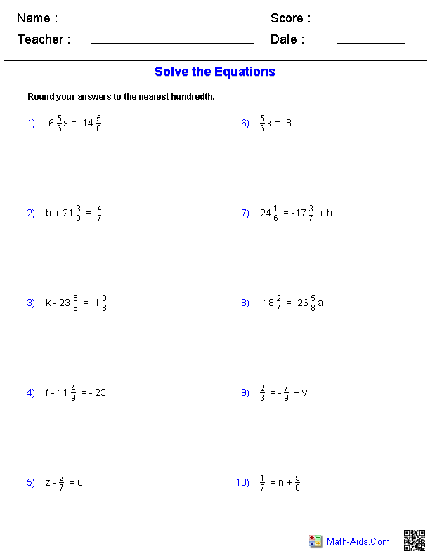 Printables Pre Algebra Worksheet pre algebra worksheets dynamically created equation worksheets