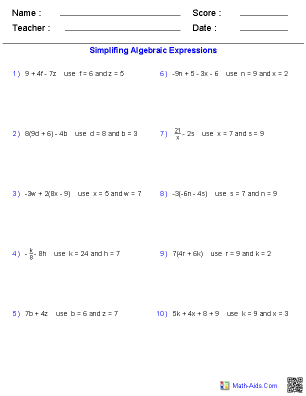 Printables Pre Algebra Worksheet pre algebra worksheets algebraic expressions evaluating two variables worksheets