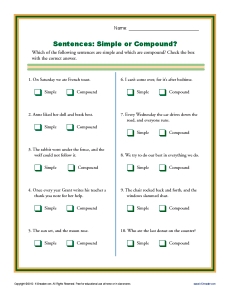 Printables Quiz On Types Of Sentences Simple Compound Complex Compound-complex simple compound and complex sentence quiz proprofs quiz