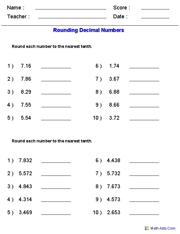 Printables 4th Grade Math Decimals Worksheets decimals worksheets dynamically created decimal rounding with decimals