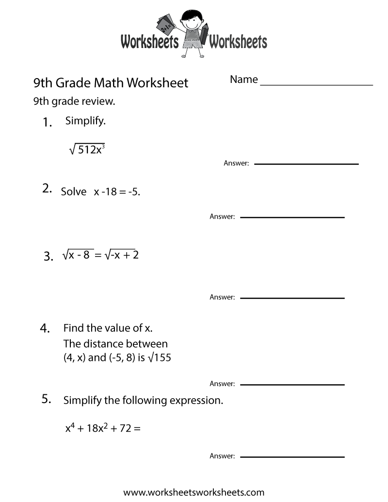 Printables Math Worksheets For 7th Graders math worksheets for 9th grade pre algebra kids 7th grade