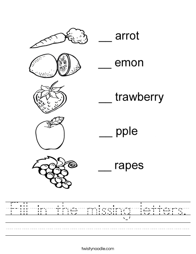 Printables Missing Letter Worksheets fill in the missing letters worksheet twisty noodle worksheet