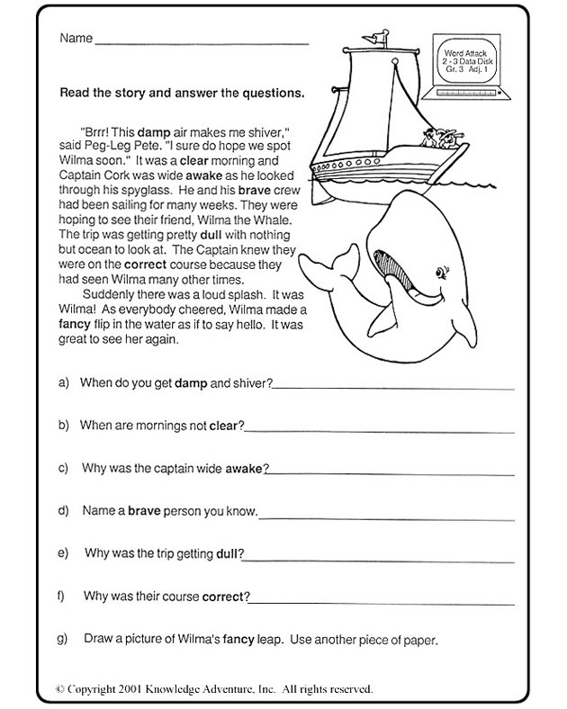 Printables Third Grade Reading Worksheets wilmas greeting reading comprehension 3rd grade free worksheet