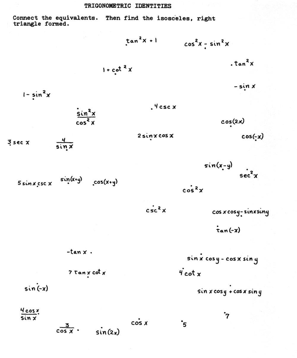 Printables Trig Identity Worksheet trig identity worksheet abitlikethis identities connect the dots puzzle