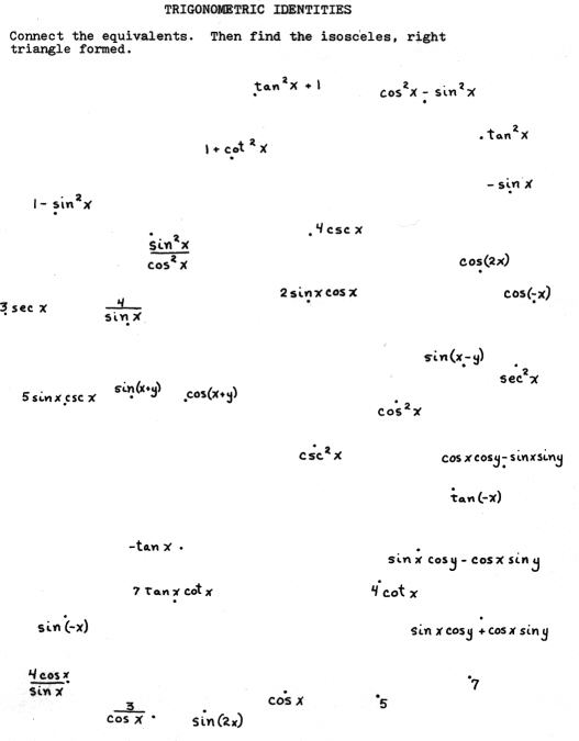 Printables Trig Identity Worksheet worksheet trig identities kerriwaller printables connect the dots puzzle