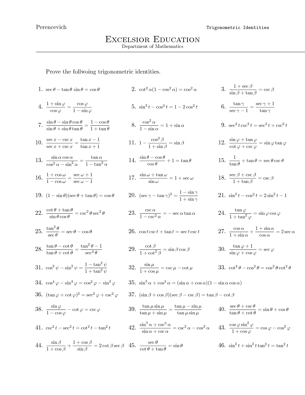 Printables Trig Identity Worksheet song trigonometry trig identities uptown funky simplify identity problems