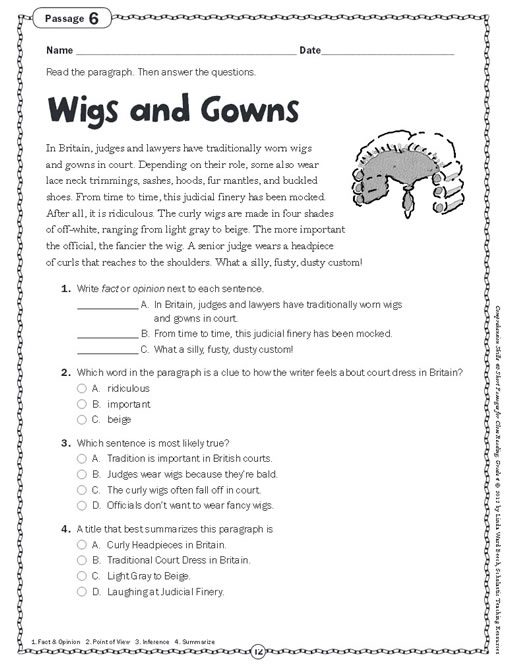 Printables Short Comprehension Passages For Grade 4 Tempojs Thousands 