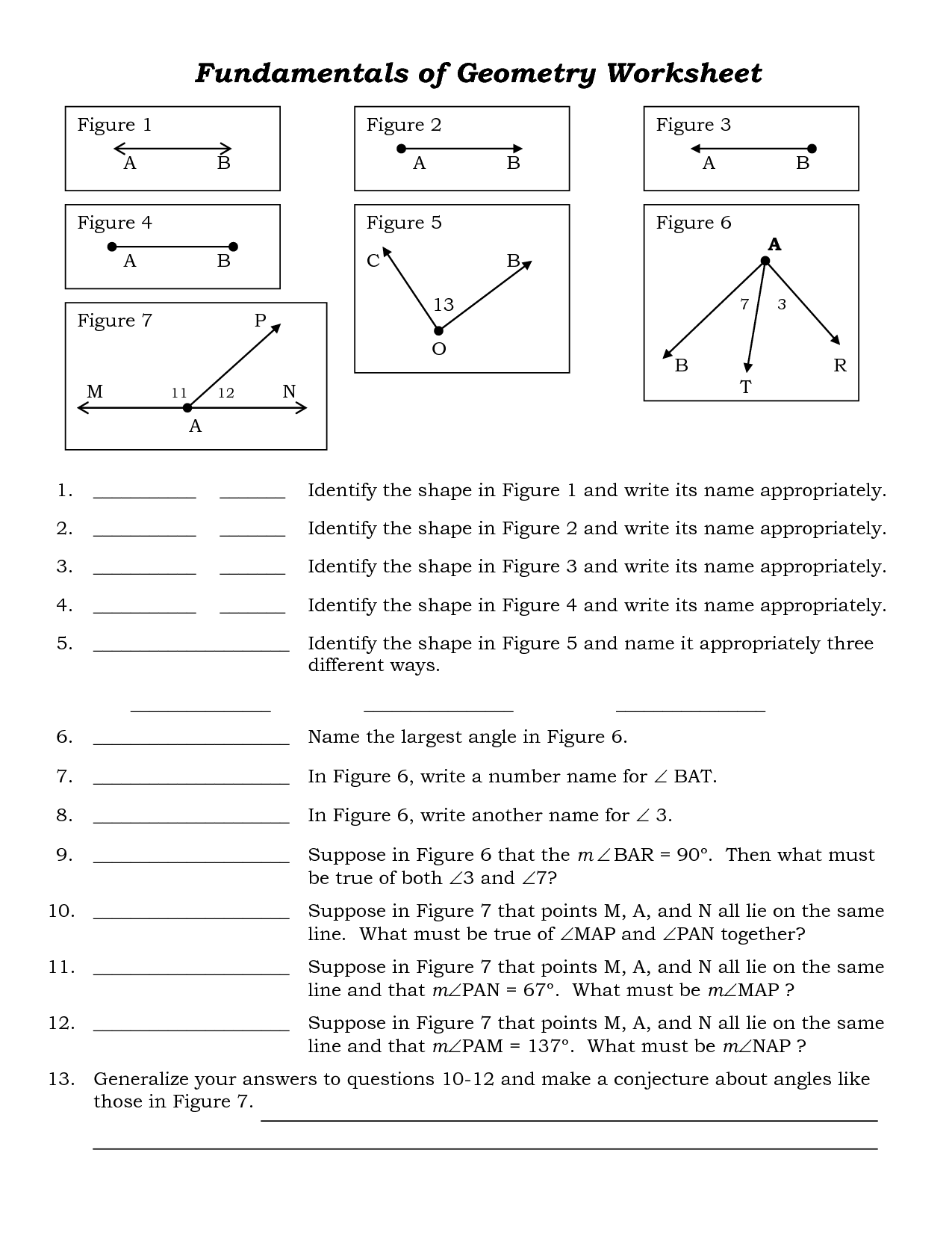 geometry homework sheets