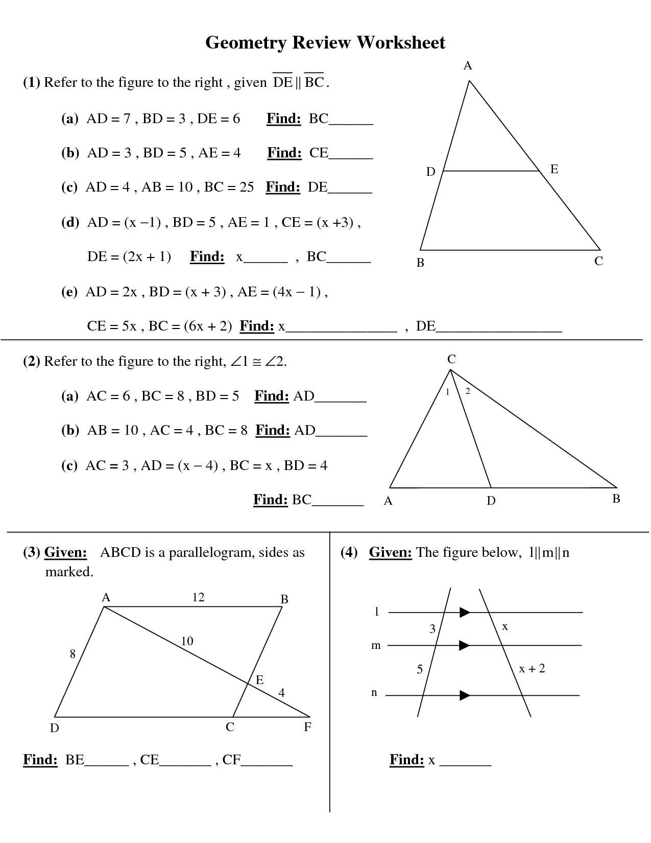 Printables Free Printable Geometry Worksheets For High School worksheet geometry worksheets for high school kerriwaller math delwfg com polygon com