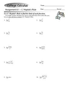 Printables Calculus Worksheet calculus homework worksheet college l hopital s rule th higher