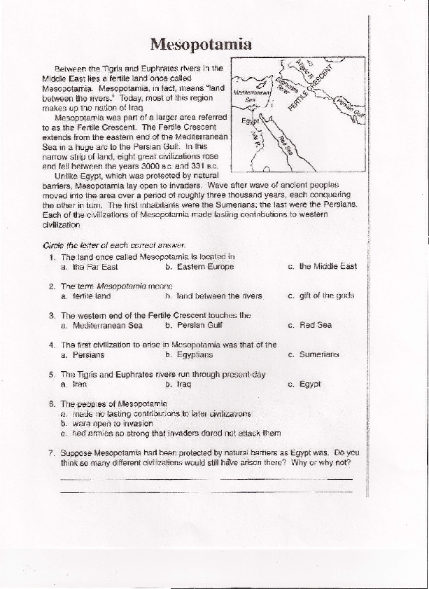 Printables Mesopotamia Worksheets mesopotamia the worksheet 7th 8th grade lesson planet