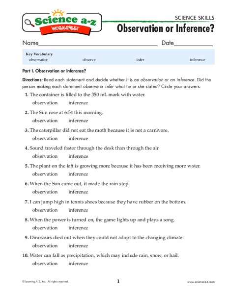 Inference Worksheet 7th Grade