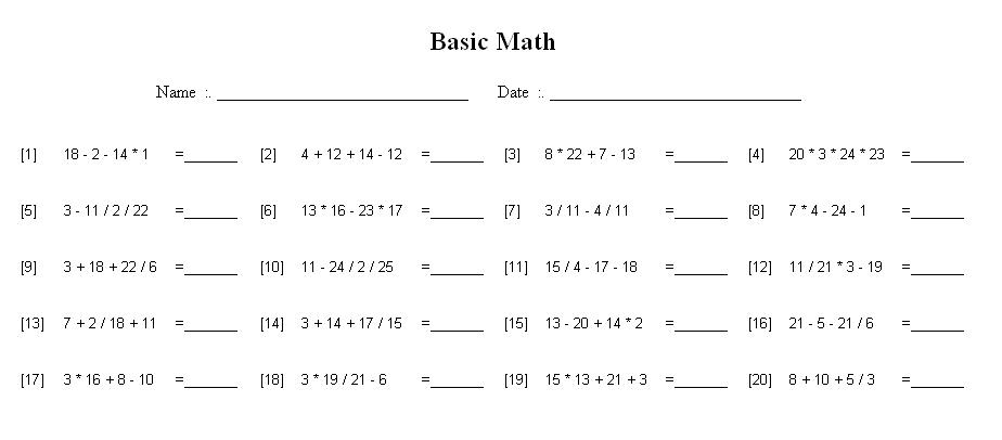 Printables Order Of Operations Worksheets 7th Grade mixed operations worksheets davezan algebra order of abitlikethis