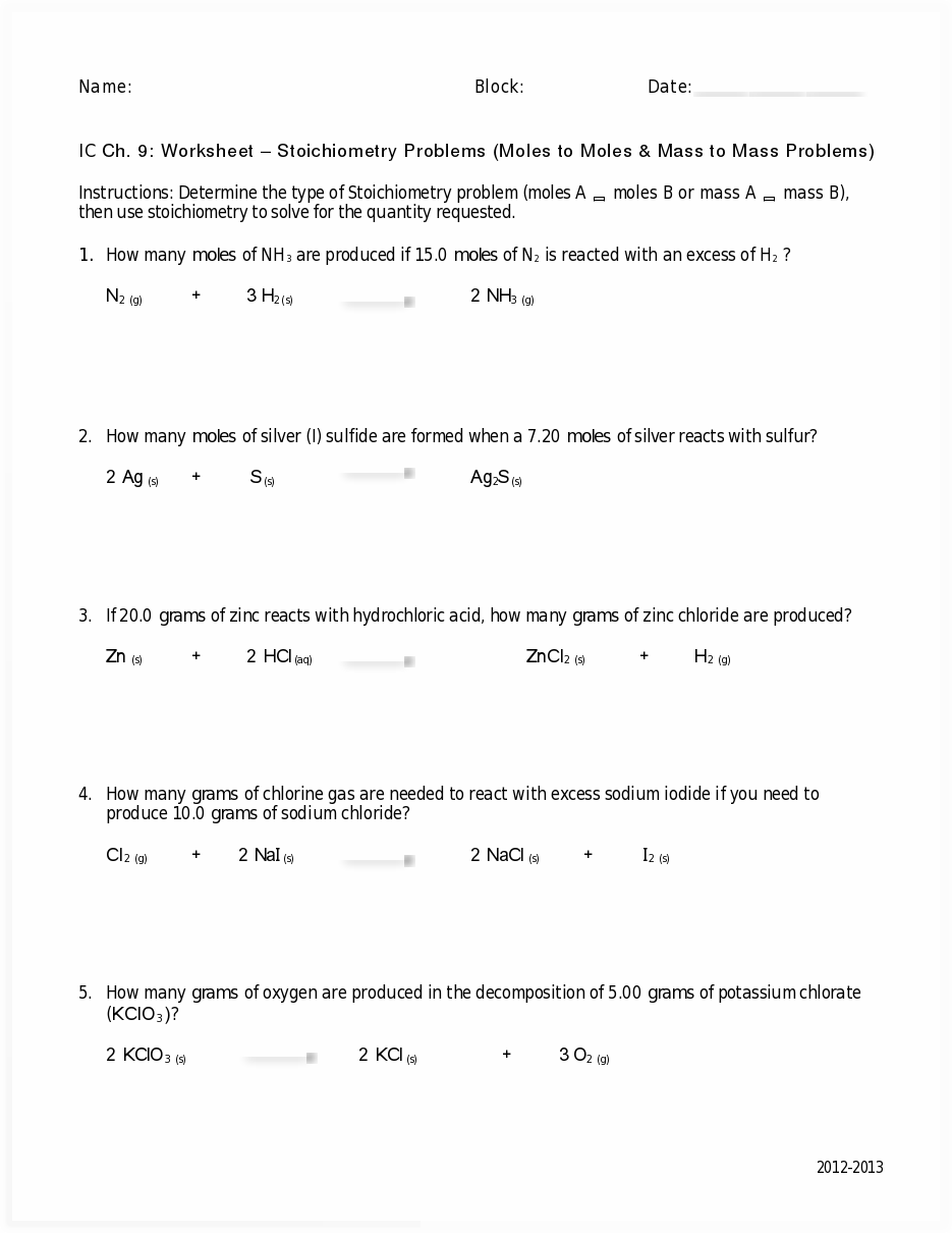 Printables Stoichiometry Worksheets mass to stoichiometry worksheet plustheapp worksheet