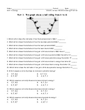 Printables Kinetic And Potential Energy Worksheet kinetic vs potential energy worksheet