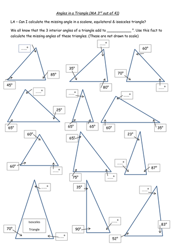 Printables Finding Missing Angles In Triangles Worksheet angles in a triangle worksheet 4 diff levels by rich4ruth teaching resources tes