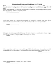 Printables Physics Dimensional Analysis Worksheet And Answers dimensional analysis worksheet 0 500 oz what is the price of a pound of