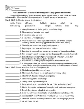 Printables Oxymoron Worksheet the demon lover by elizabeth bowen figurative lonnie jones language wor