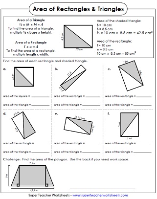 Printables Super Teacher Worksheets 3rd Grade area worksheets 4th grade