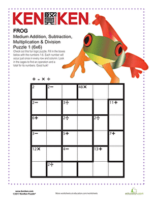 Printables Math Puzzle Worksheets For Middle School frog puzzle worksheet education com check out the fun logic known as was invented by a japanese math teacher wanting to help his students boost th