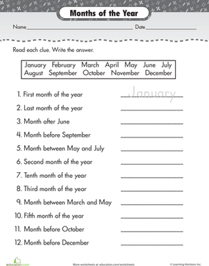 Printables Months Of The Year Worksheets months of the year