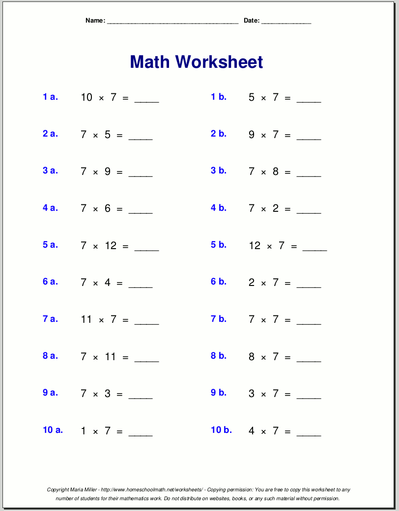 Printables Math Worksheets For 7th Graders free math worksheets by grade levels
