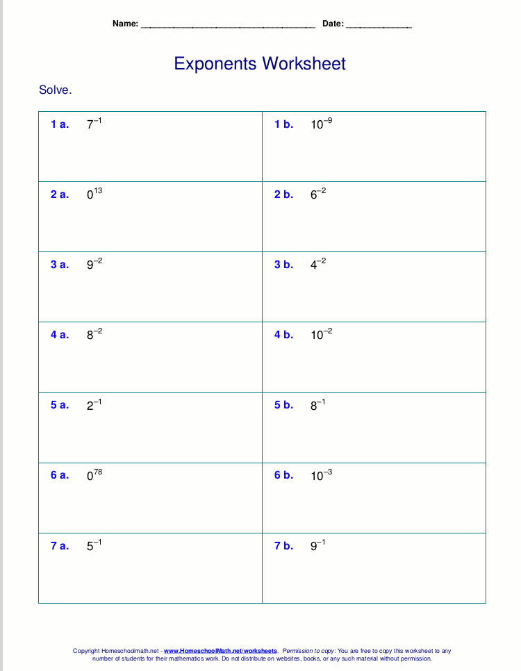 Printables Negative And Zero Exponents Worksheet worksheets for negative and zero exponents practice exponents