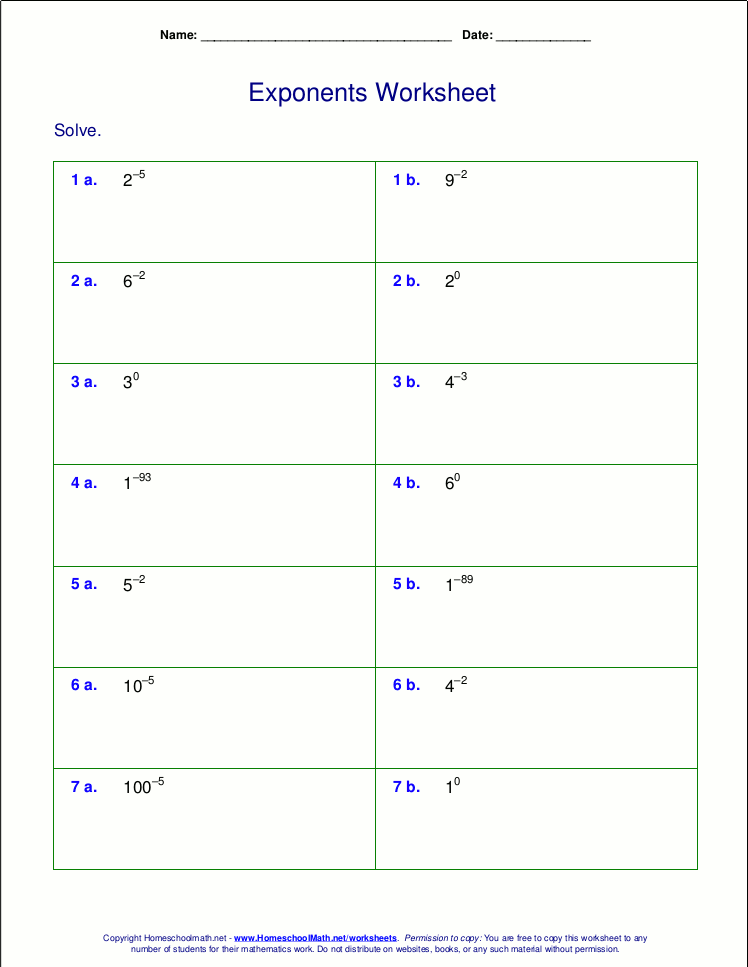 Printables Negative And Zero Exponents Worksheet worksheets for negative and zero exponents