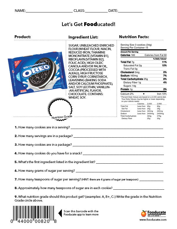 Printables Nutrition Worksheets For Elementary fun nutrition worksheets for kids fooducate school oreos