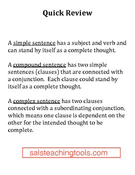 Printables Quiz On Types Of Sentences Simple Compound Complex Compound-complex simple compound and complex sentences worksheet with answers davezan davezan