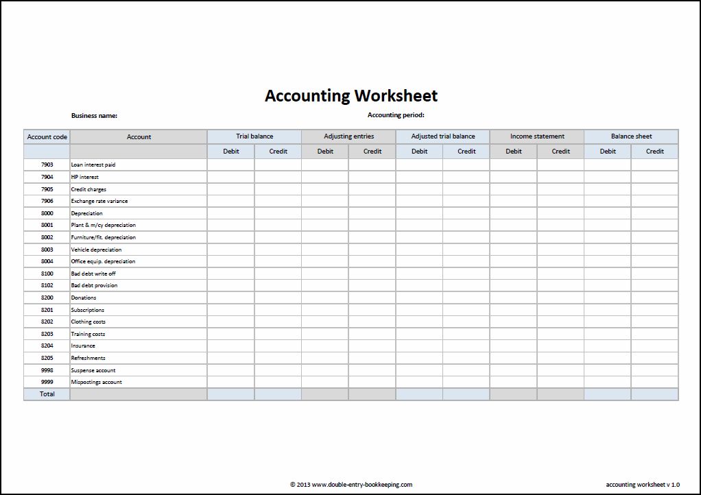 Printables Journal Entry Worksheet accounting worksheet template double entry bookkeeping template