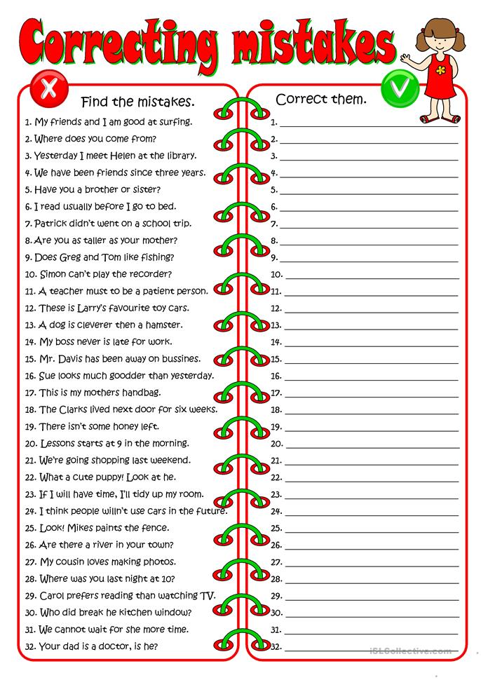 Printables Correcting Grammar Worksheets worksheet grammar correction worksheets kerriwaller printables 12 free esl correcting mistakes mistakes